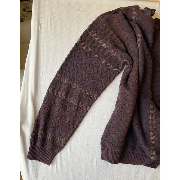 Segreto Men Sweatshirt size L Burgundy Geometric Long Sleeve Pullover - Picture 9 of 10